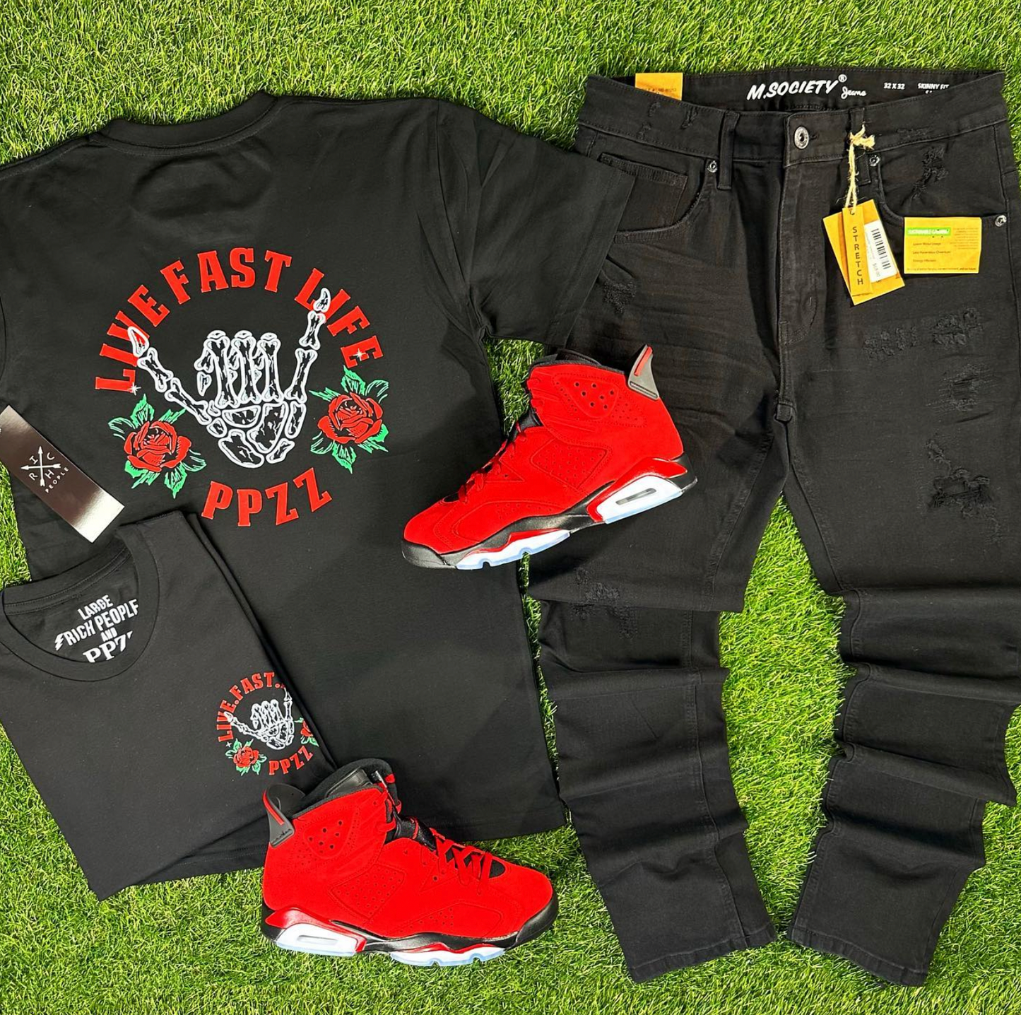 PPZZ Live Fast Life Tee (Blk/Red/Grn) /D3