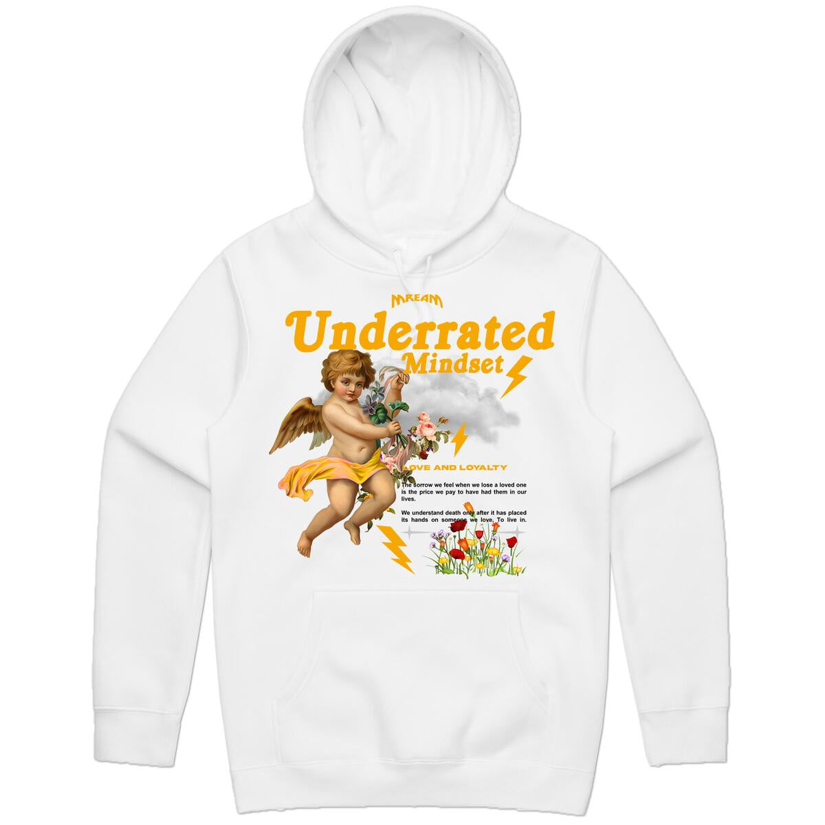 Underrated Mindset Hoodie (White/Gold)