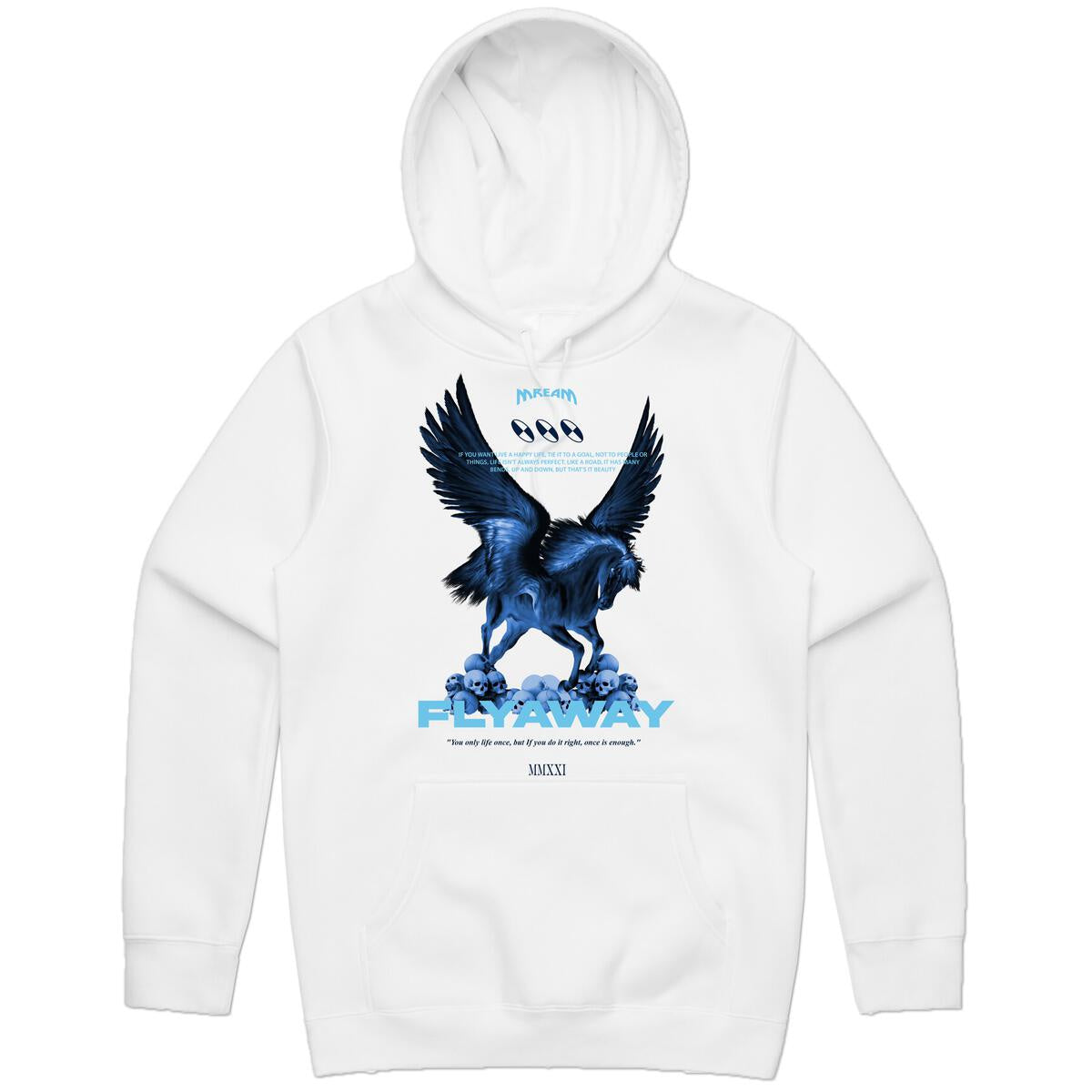 Fly Away Hoodie (White/Blue)