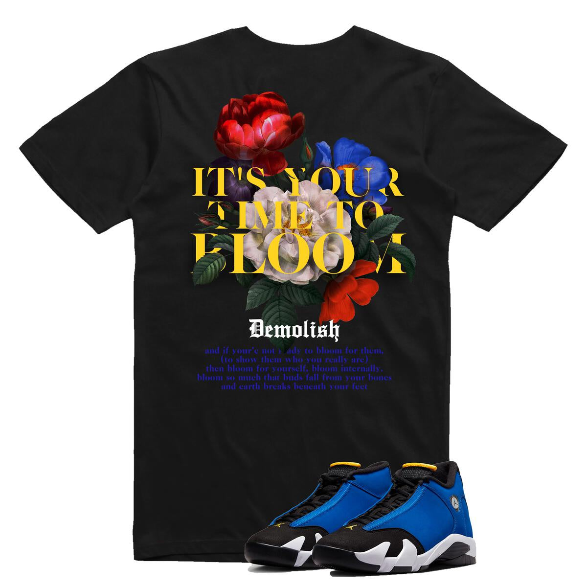 Time To Bloom Tee (Blk/Royal/Yllw) /D15