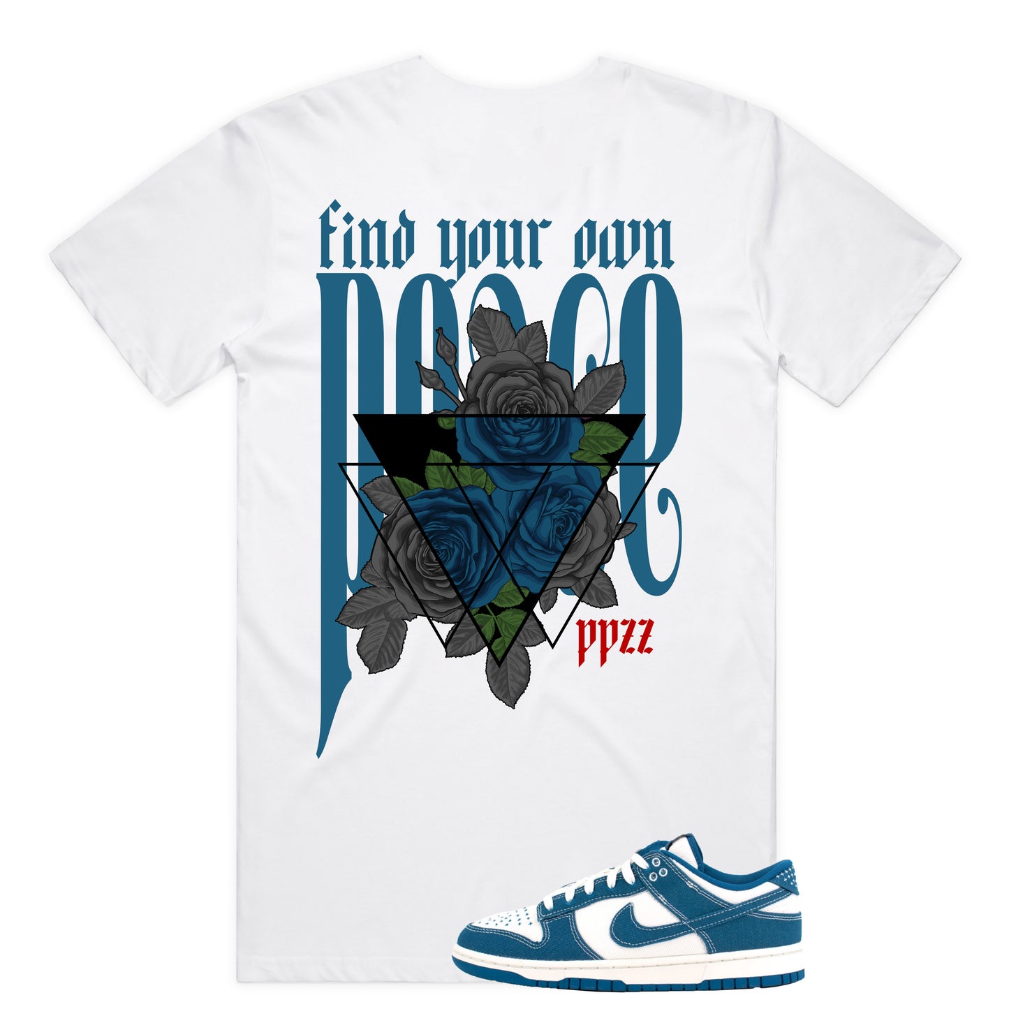 Find Your Own Peace Tee (Wte/Industrial Blue) /D6