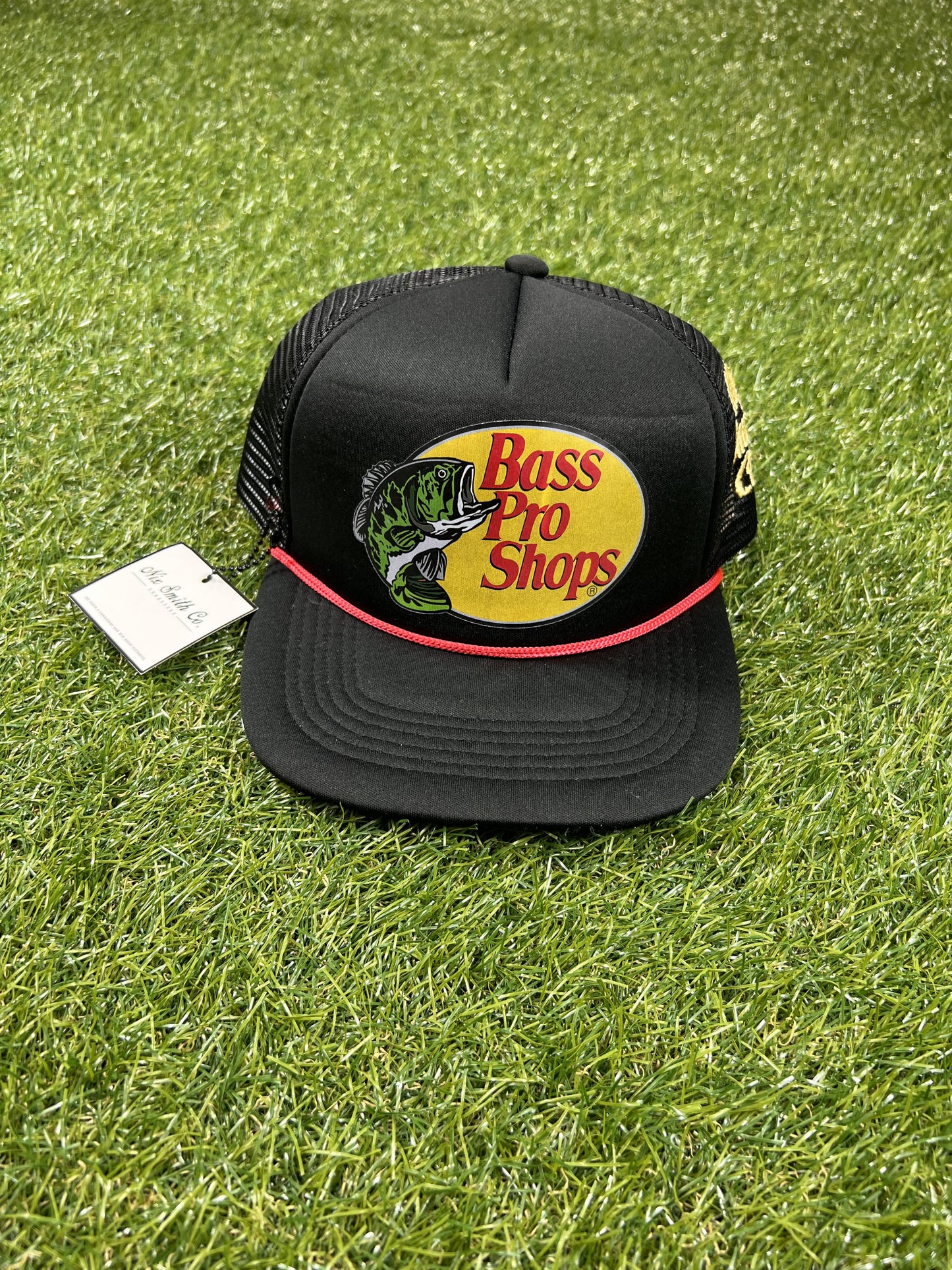 Bass Pro Trucker Hat (Blk/Blk/Red)