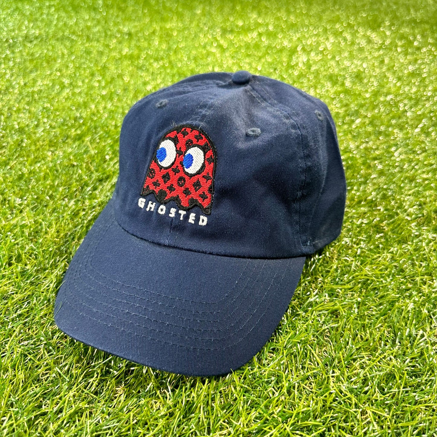 Ghosted Red Pacman Dad Hat (Navy)