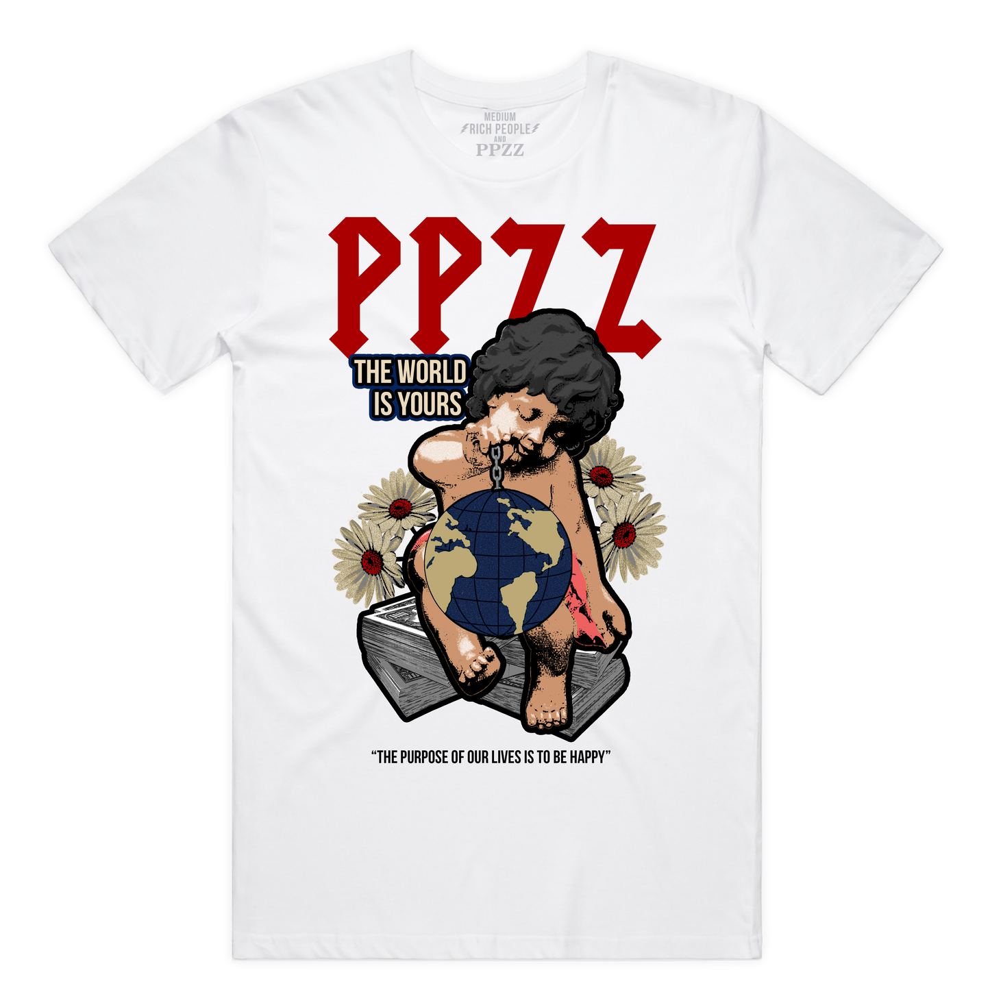 PPZZ x Rich People The World Is Yours Tee (Red/Wte) /D4