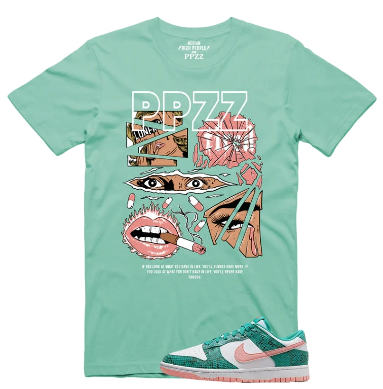 PPZZ x Rich People Life Vision Tee (Teal/Pink) /D8