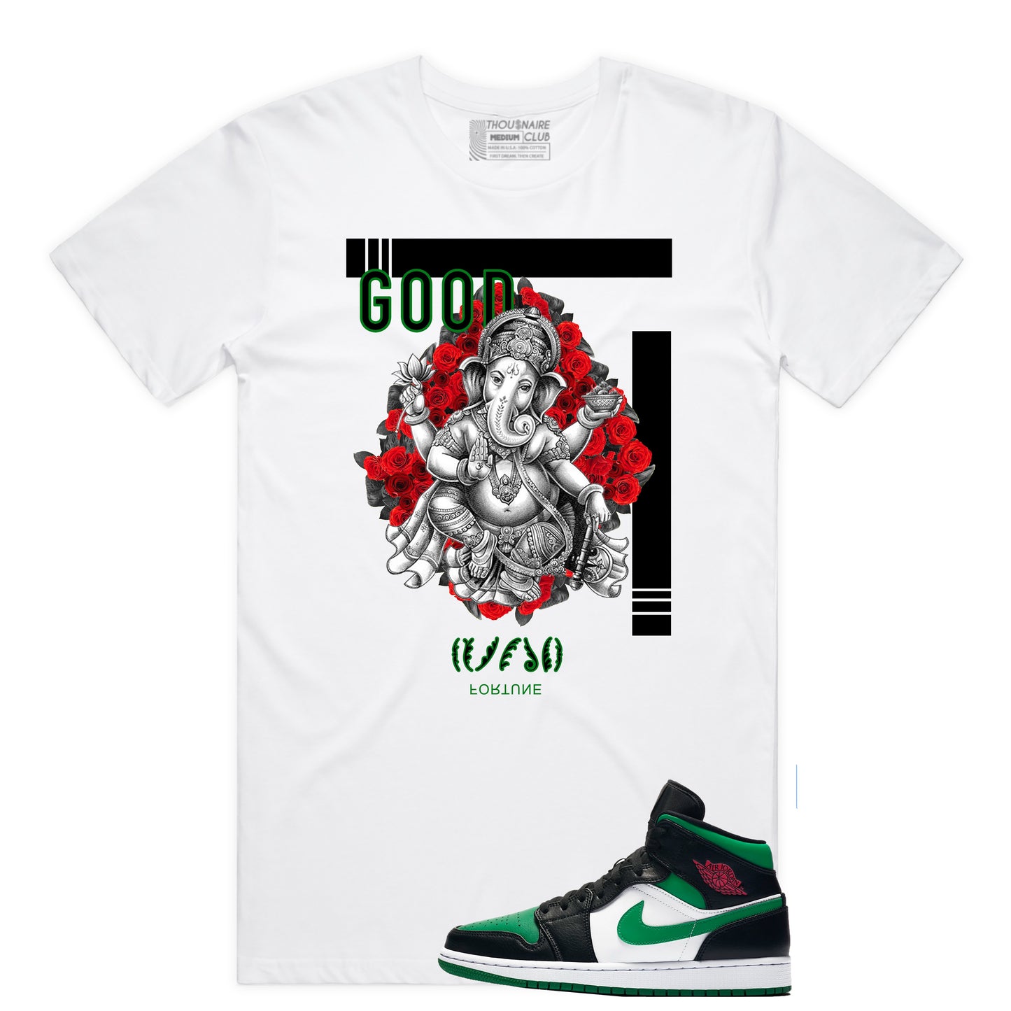 Good Fortune Tee (Wte/Green/Red)