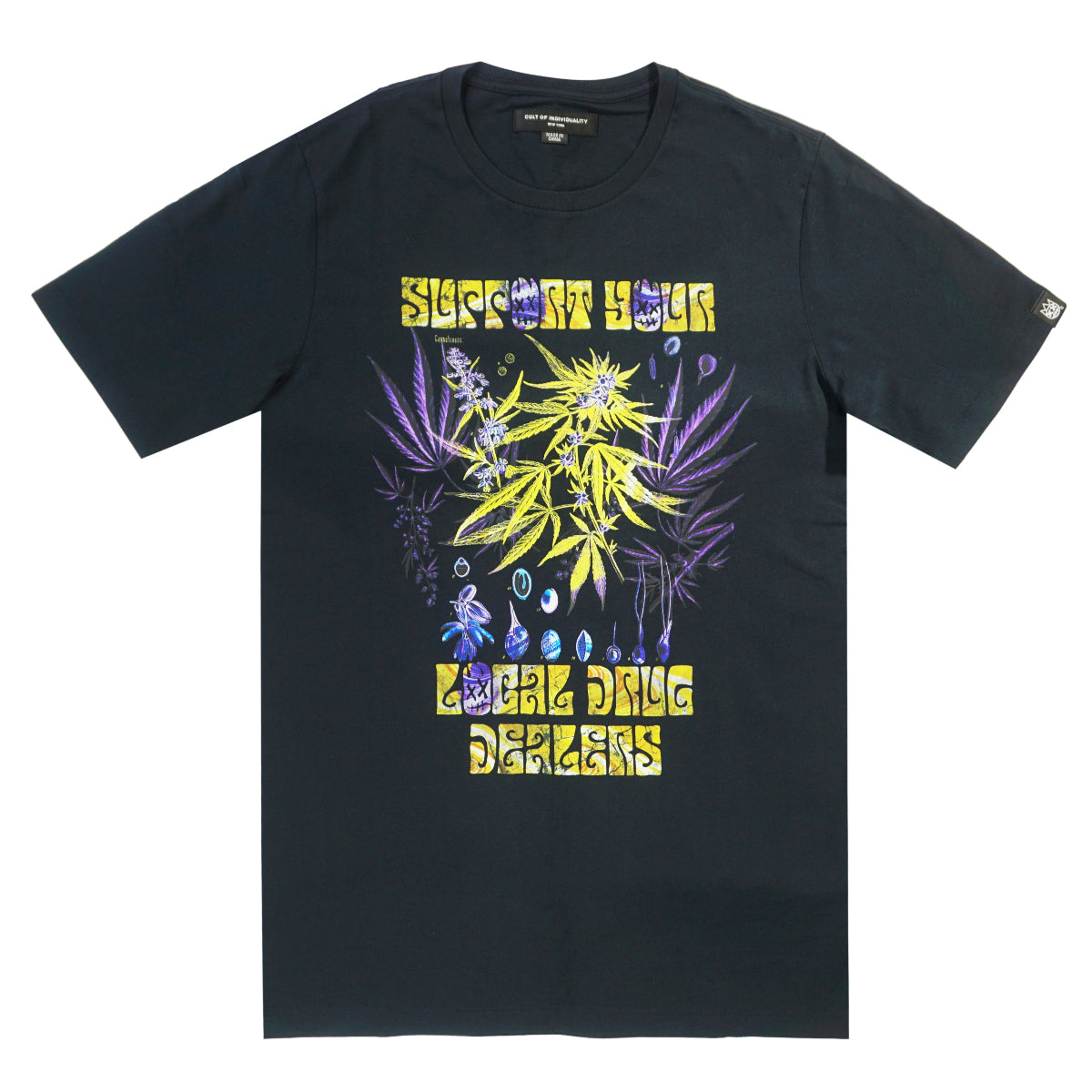 Men, Boys, Teens, Gifts, Wmns, Girls,Urban, Style, Fashion, Cult Of Individuality, Navy Tee, Lime Green, Purple, Cannabis, Plant, 