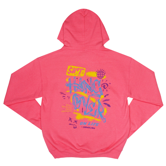 Hang Over On Life Hoodie (Safety Pink/Multi) /C9