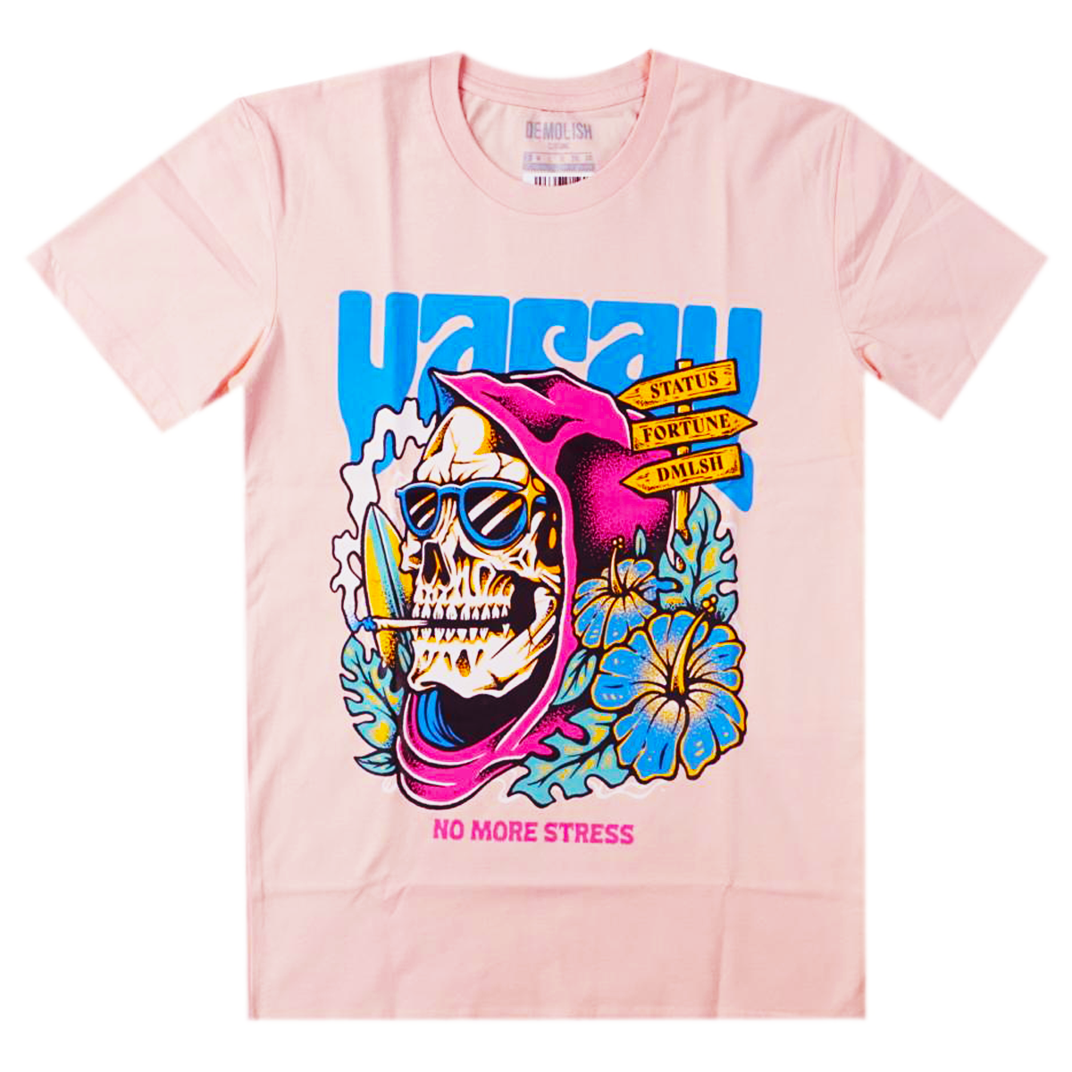 Vacay No Stress Tee (Pale Pink/Multi) /D18