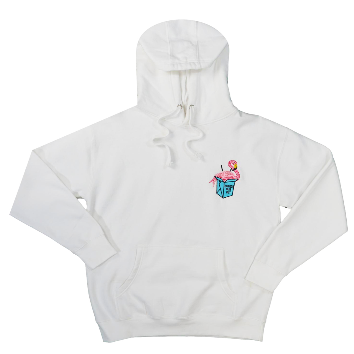 Chinese Takeout x Rich People  Flamingo Distressed Tear Hoodie (Wte/Pink/Blue) /D5